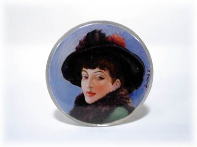 Buy Mother of Pearl Ladies w/ Hats Button at GoldenCockerel.com