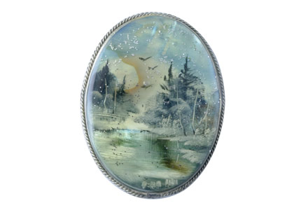 Buy Mother of Pearl Landscape Brooch at GoldenCockerel.com