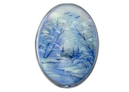 Buy Mother of Pearl Landscape Brooch at GoldenCockerel.com