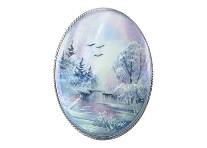 Buy Mother of Pearl Landscape Brooch at GoldenCockerel.com