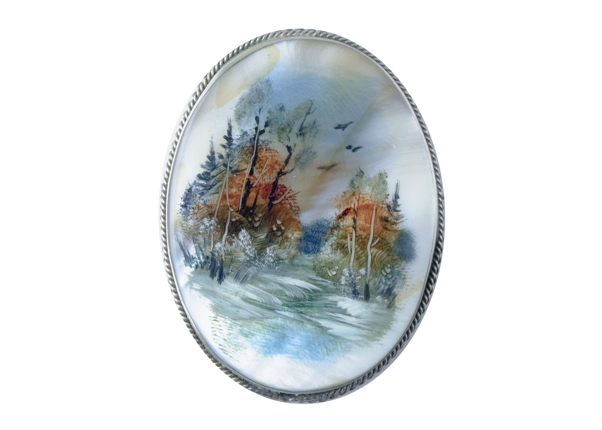 Buy Mother of Pearl Landscape Brooch at GoldenCockerel.com