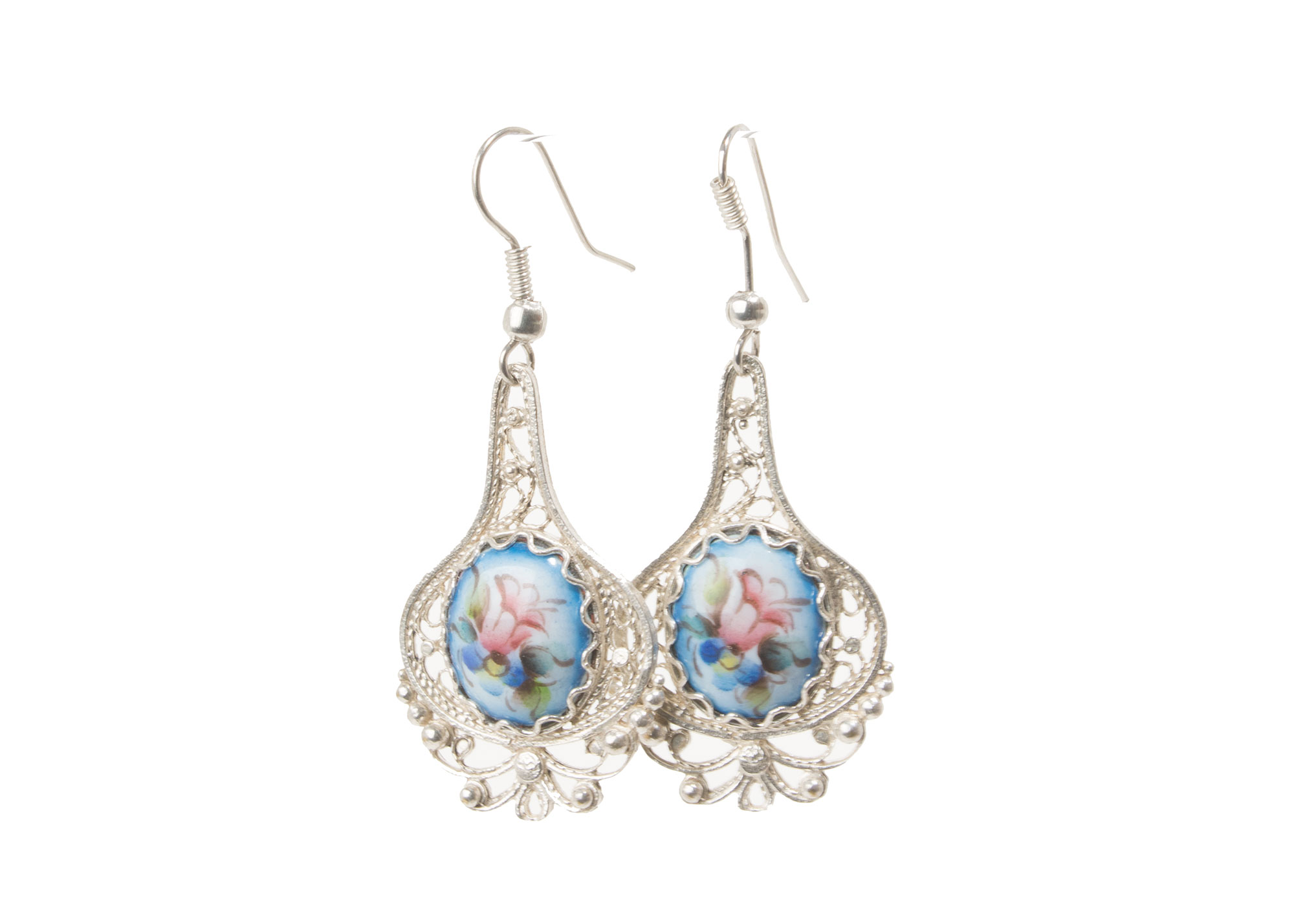 Buy Finift Blue Cupola Earrings at GoldenCockerel.com