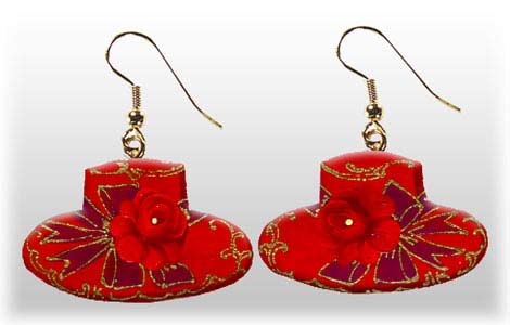 Buy Red Hat Earrings, 1" at GoldenCockerel.com