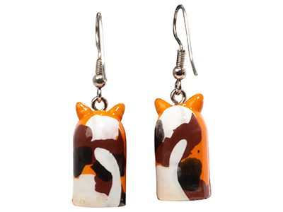 Buy Calico Alley Cat Earrings .5"x.8" at GoldenCockerel.com