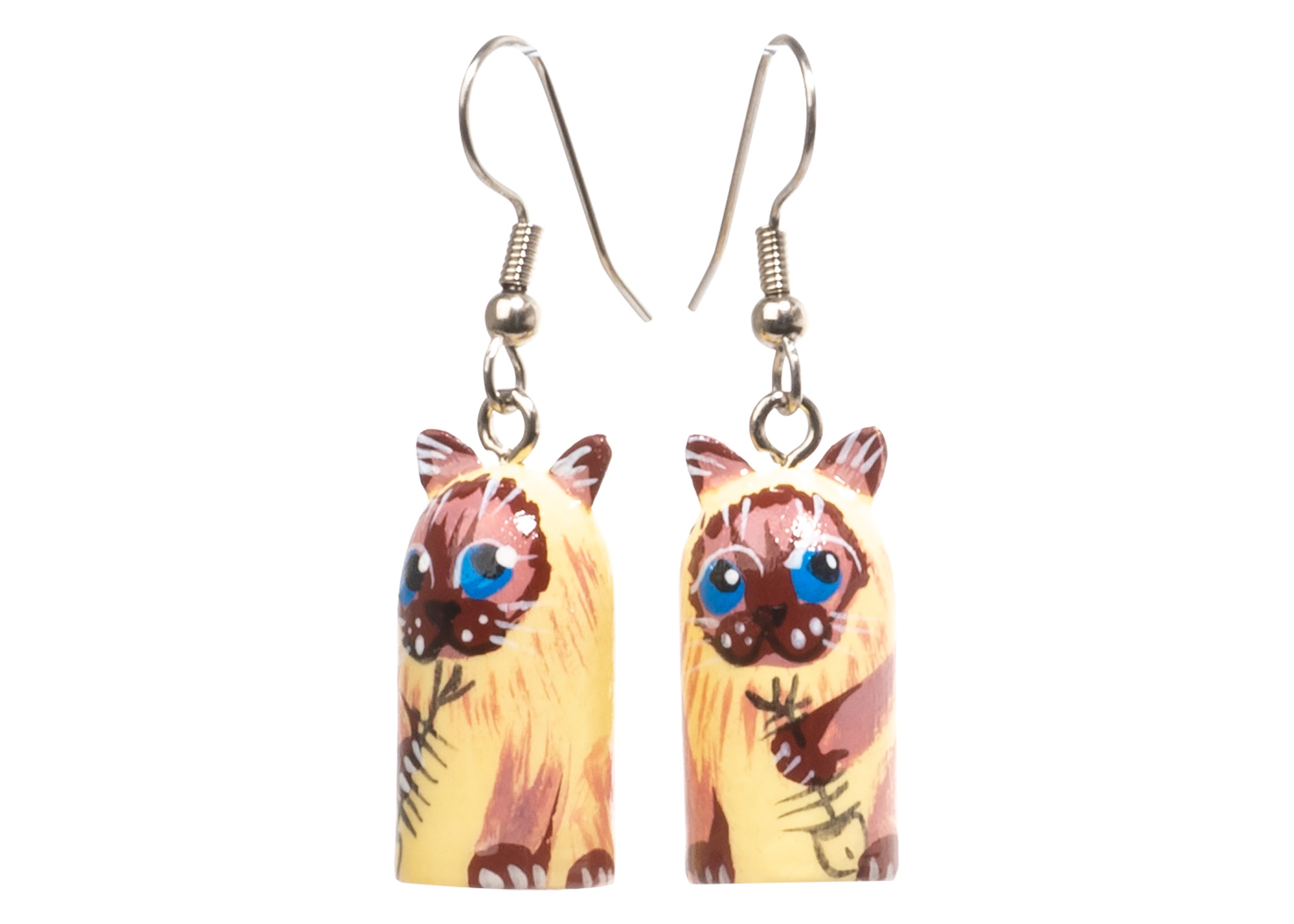 Buy Siamese Alley Cat w/ Fishbone Earrings  .5"x.8" at GoldenCockerel.com