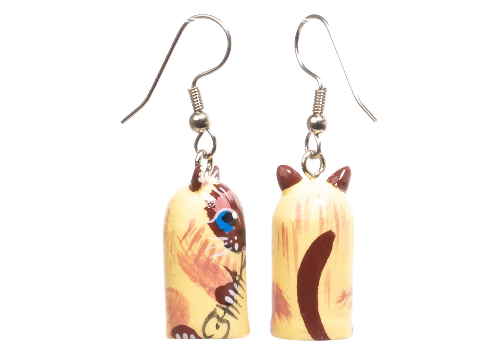 Buy Siamese Alley Cat w/ Fishbone Earrings  .5"x.8" at GoldenCockerel.com