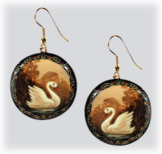 Buy Golden Swan  Earrings 1.2" at GoldenCockerel.com