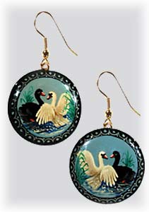 Buy Black & White Swan Earrings 1.2" at GoldenCockerel.com