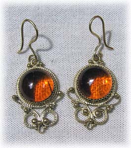 Buy Amber Earrings - Round Filigree at GoldenCockerel.com