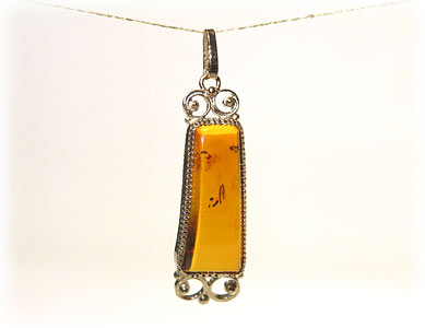 Buy Rectangular Amber Pendant 1.5" at GoldenCockerel.com