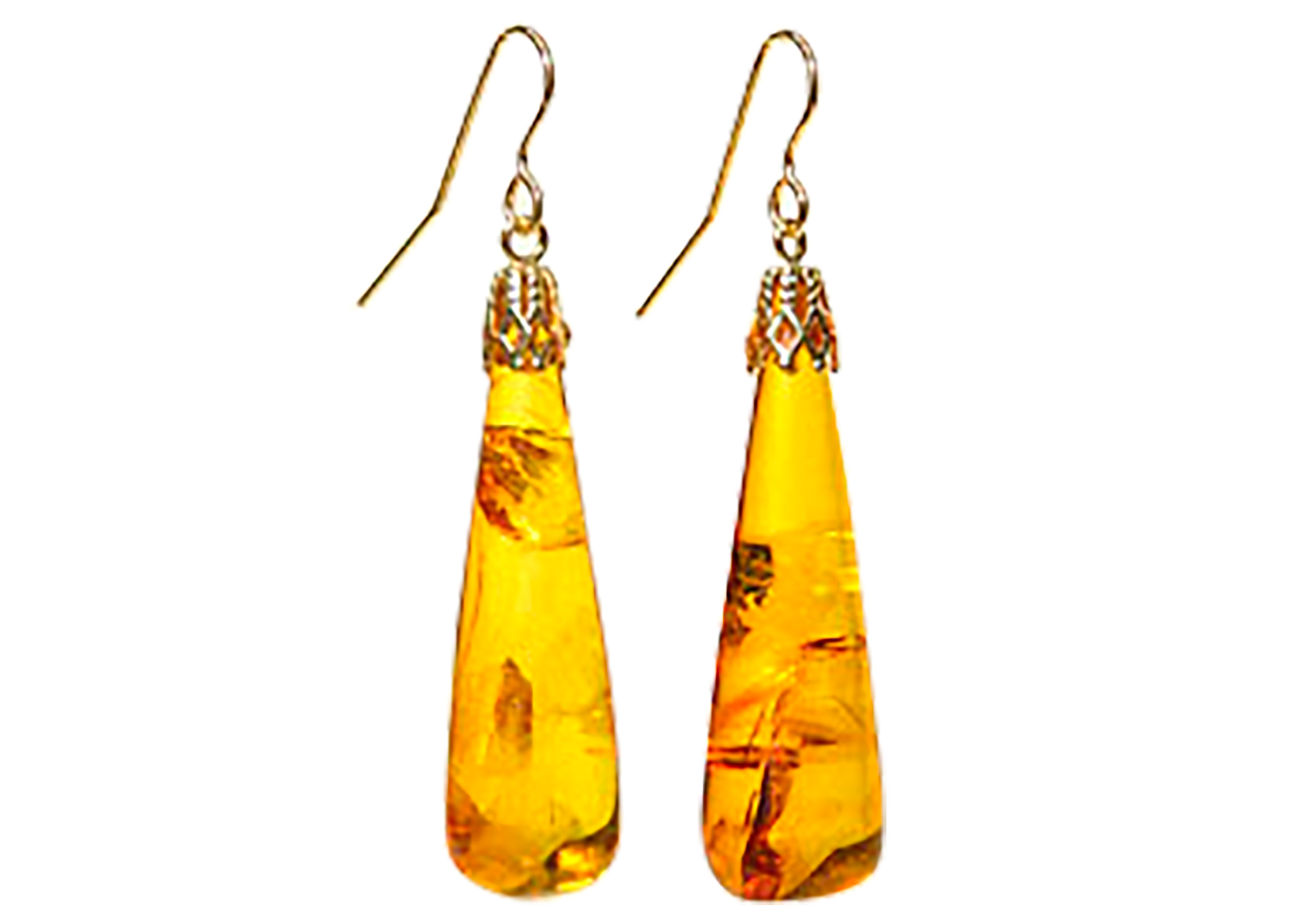 Buy Teardrop Amber Earrings at GoldenCockerel.com