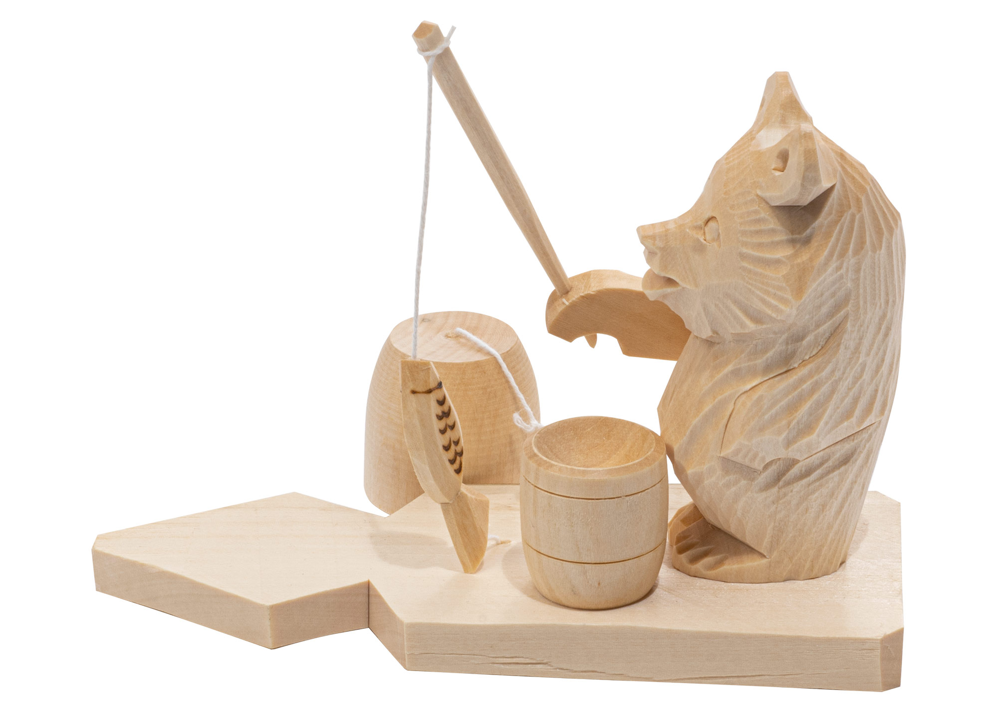 Buy Fishing Bear Carved Toy at GoldenCockerel.com