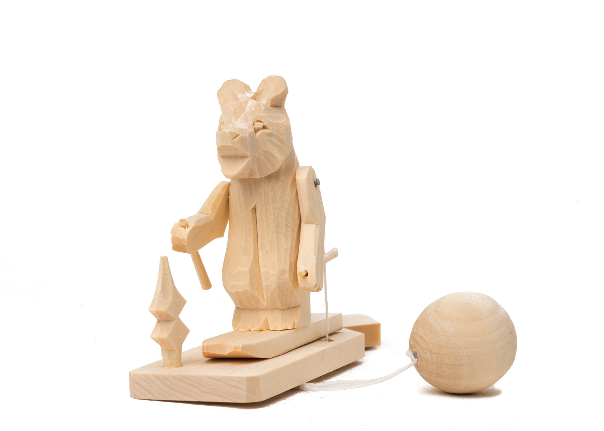 Buy Skiing Bear Carved Toy at GoldenCockerel.com