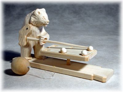 Buy Pool Player Bear Carved Toy at GoldenCockerel.com