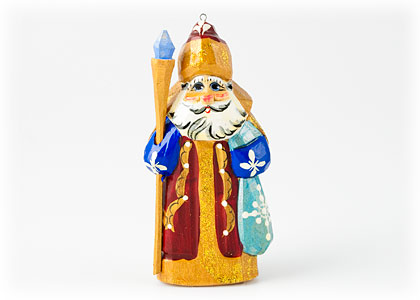 Buy Russian Father Frost Carving w/ Staff & Bag at GoldenCockerel.com