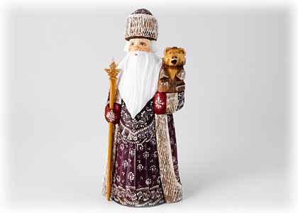 Buy Father Frost w/ Bear Cub Carving  at GoldenCockerel.com