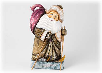 Buy Carved Santa on Skis at GoldenCockerel.com