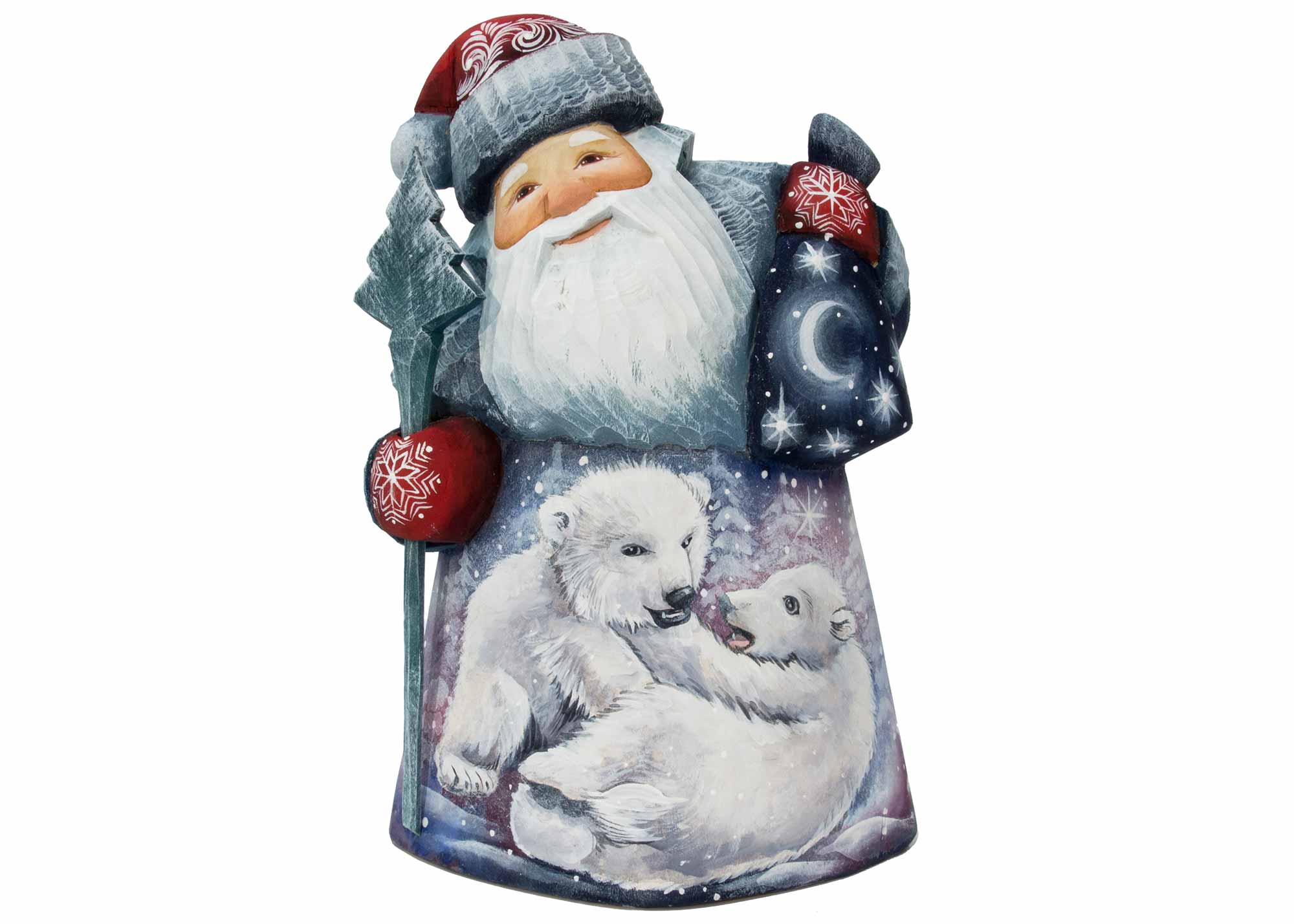 Buy Father Frost Carving w/ Polar Bear Cubs 7" at GoldenCockerel.com