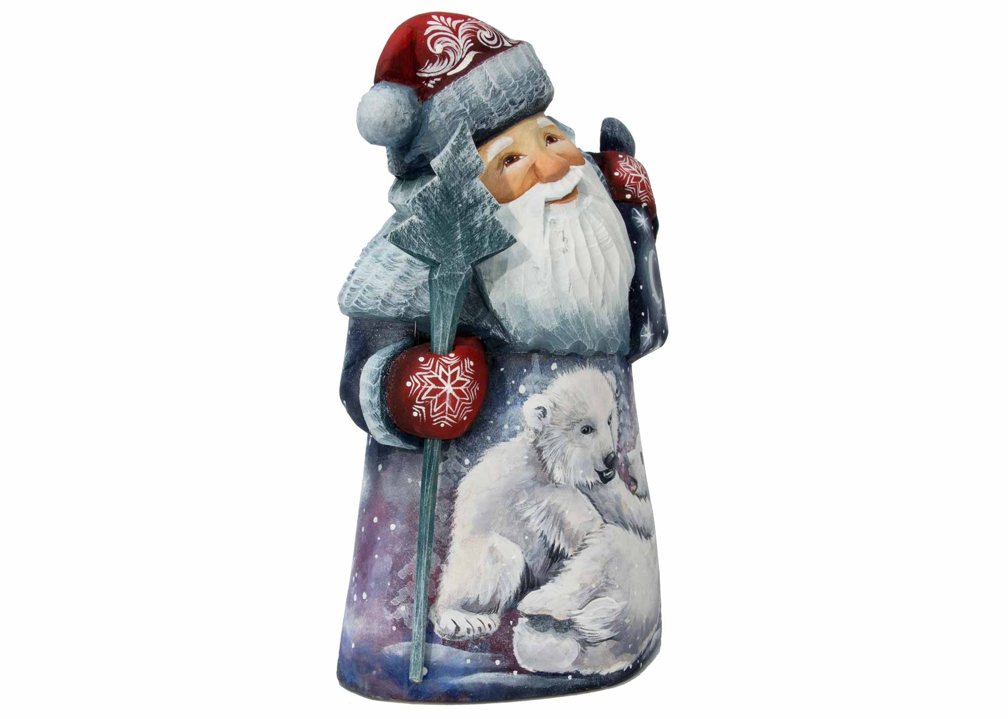 Buy Father Frost Carving w/ Polar Bear Cubs 7" at GoldenCockerel.com