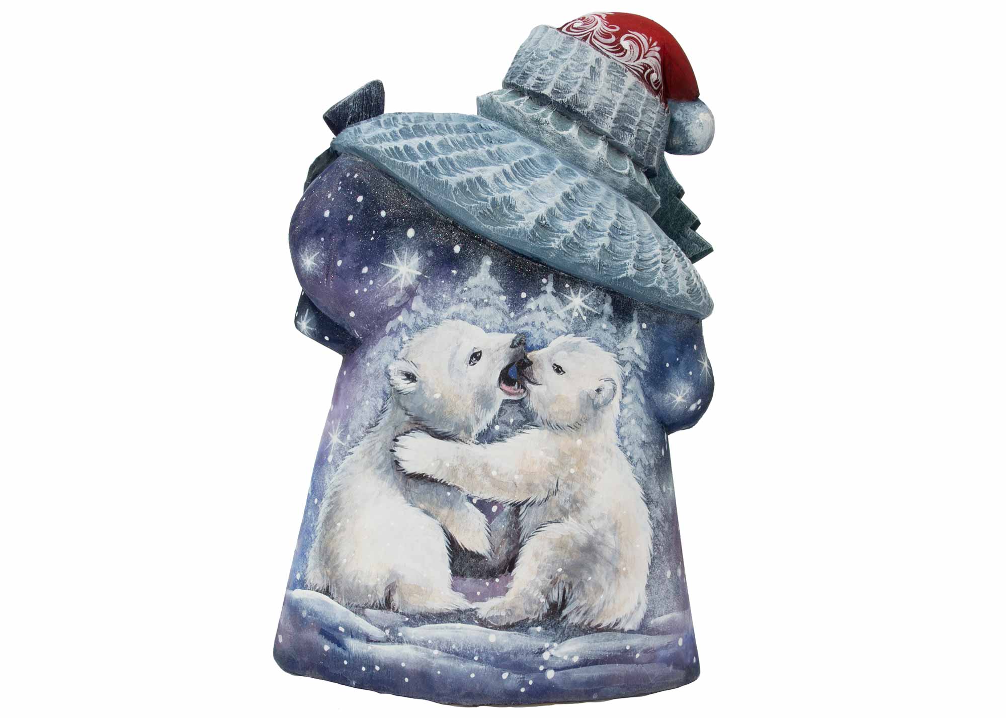 Buy Father Frost Carving w/ Polar Bear Cubs 7" at GoldenCockerel.com