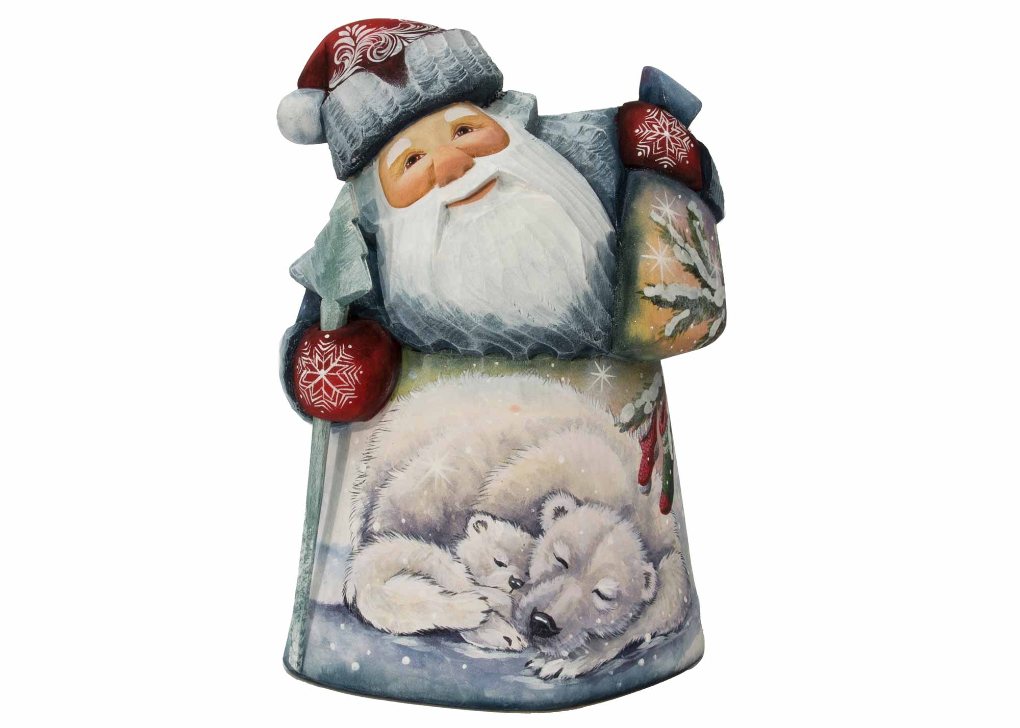 Buy Father Frost Carving w/ Polar Bear Cubs 7" at GoldenCockerel.com