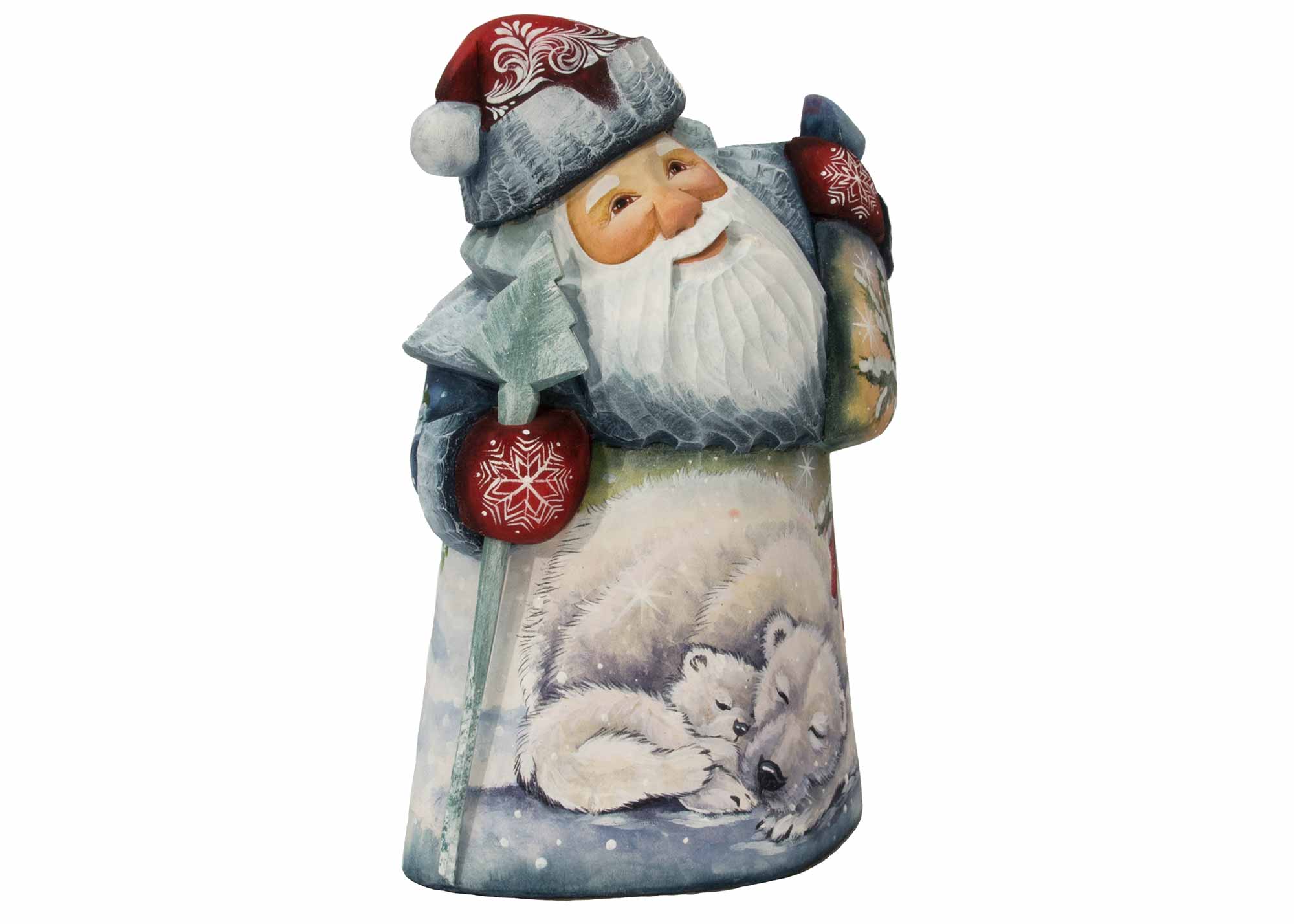 Buy Father Frost Carving w/ Polar Bear Cubs 7" at GoldenCockerel.com