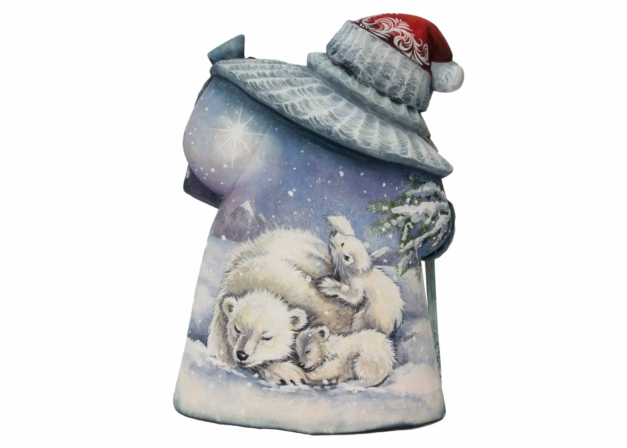 Buy Father Frost Carving w/ Polar Bear Cubs 7" at GoldenCockerel.com