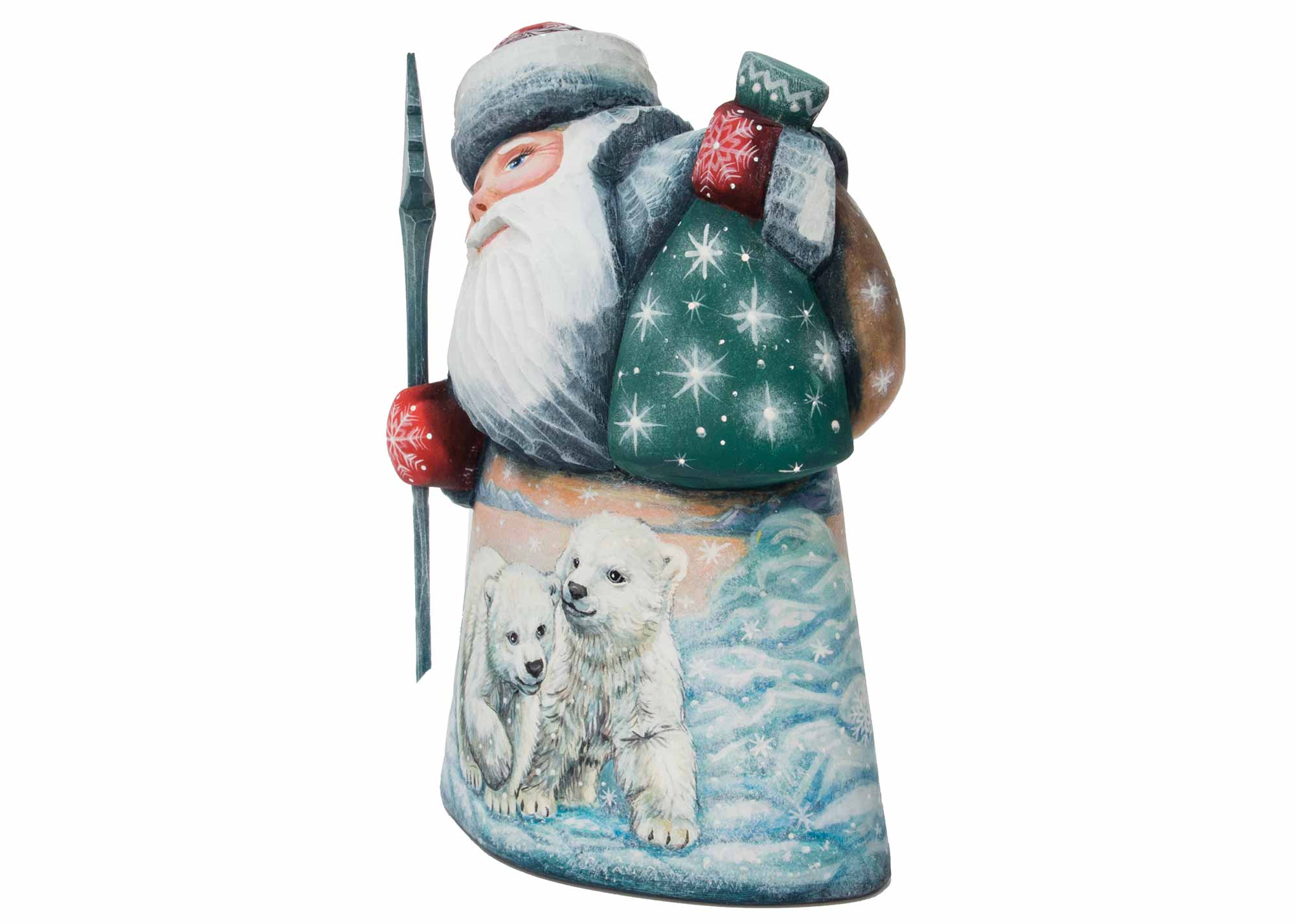 Buy Father Frost Carving w/ Polar Bear Cubs 7" at GoldenCockerel.com