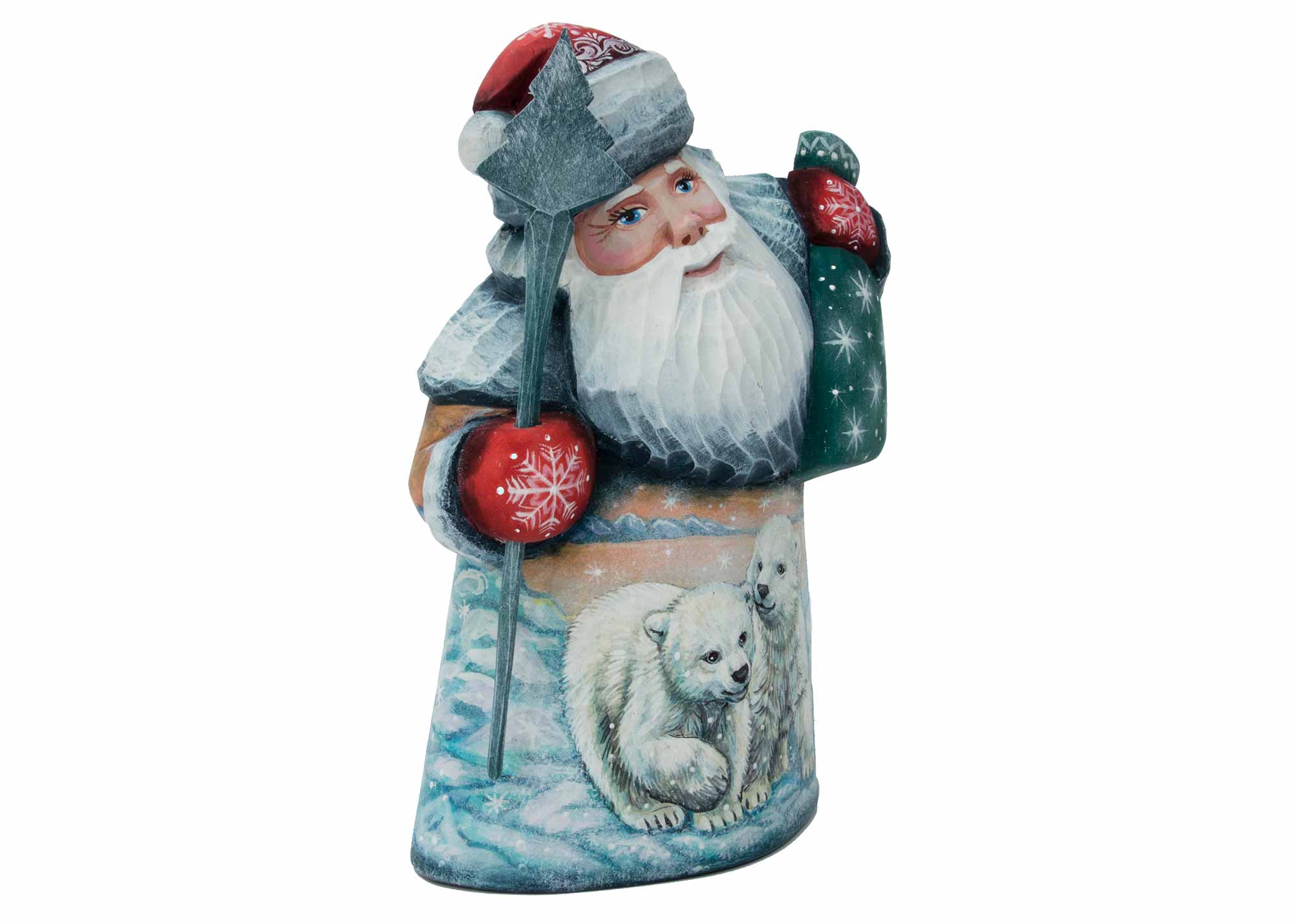 Buy Father Frost Carving w/ Polar Bear Cubs 7" at GoldenCockerel.com