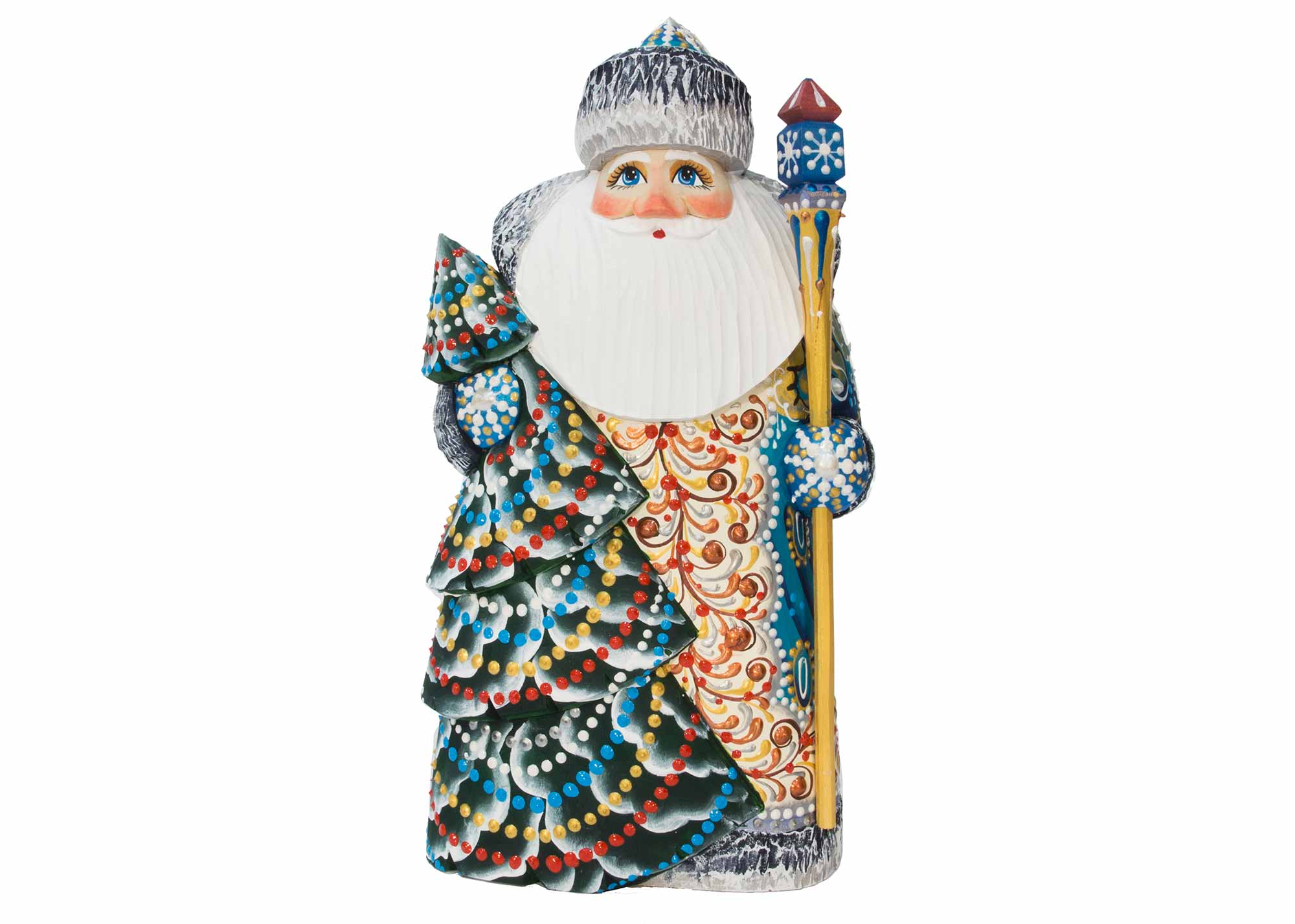 Buy Father Frost Decorates the Tree Carved Santa 8" at GoldenCockerel.com