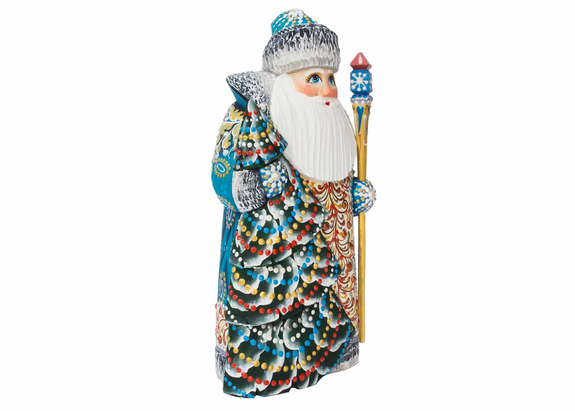 Buy Father Frost Decorates the Tree Carved Santa 8" at GoldenCockerel.com