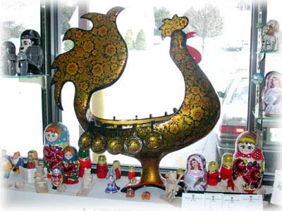Buy Khokhloma Rooster Punch Bowl w/10 Cups  at GoldenCockerel.com