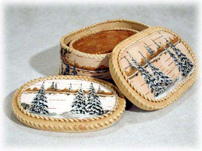 Buy Birch Bark Nesting Boxes Set of 2, oval 10" x 6.5" x 4" at GoldenCockerel.com