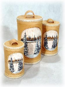 Buy Birch Bark Nesting Box Set of 3, cylinder D 5" x 9" at GoldenCockerel.com