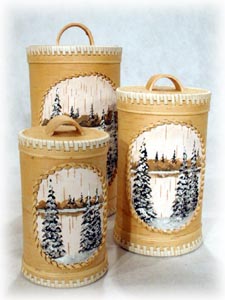 Buy Birch Bark Nesting Box Set of 3, cylinder D 5" x 9" at GoldenCockerel.com