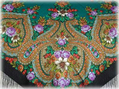 100% Wool Russian Shawl 3'x3' - Gift For Her