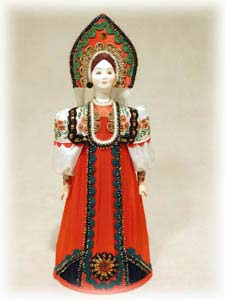 Buy Folk Costume Doll "Irina"--cloth/porcelain 10" at GoldenCockerel.com