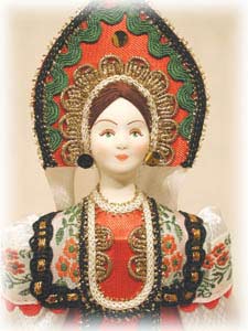 Buy Folk Costume Doll "Irina"--cloth/porcelain 10" at GoldenCockerel.com