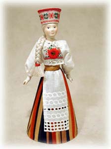 Buy Folk Costume Doll "Alexandra"--cloth/porcelain 10" at GoldenCockerel.com