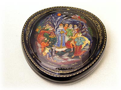 Buy Lacquered Box 4"x4"x1" - Snow Maiden at GoldenCockerel.com