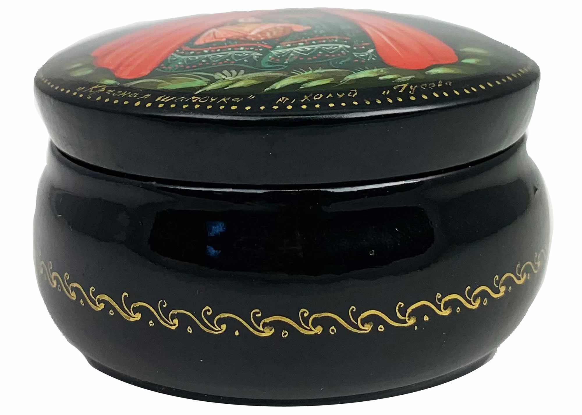 Buy Vintage Little Red Riding Hood Lacquered Box Round 2.5"x1" at GoldenCockerel.com