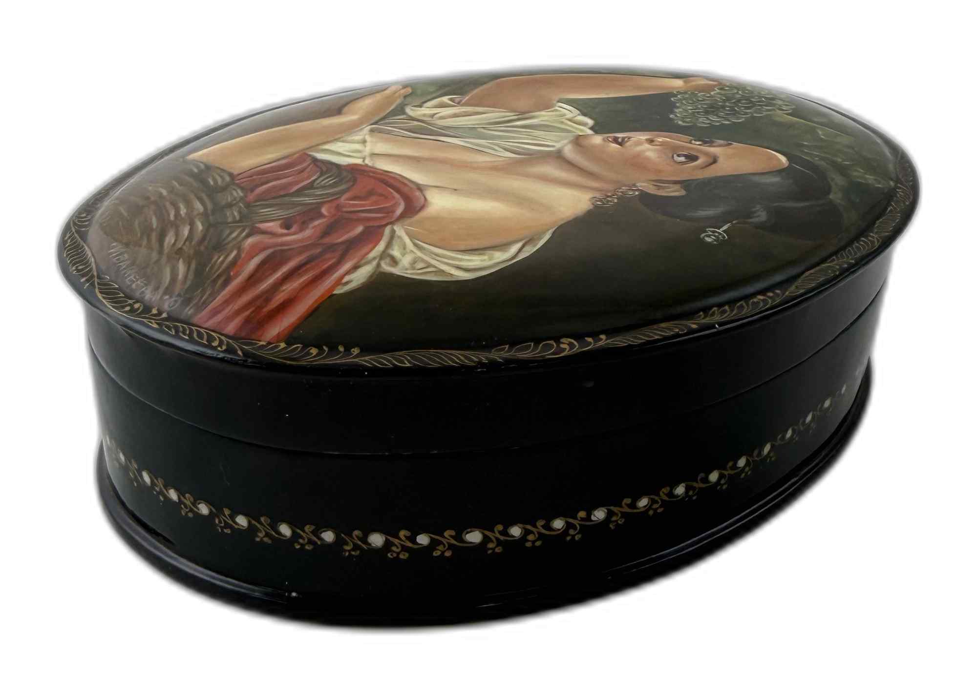 Buy Vintage "Italian Midday" Oval Lacquer Box at GoldenCockerel.com
