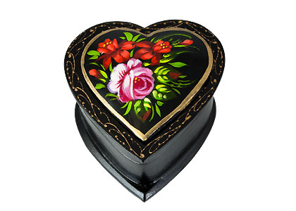 Buy Heart-Shaped Floral Lacquer Box at GoldenCockerel.com