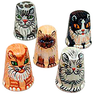 Buy Cat Thimble, Wood 1" at GoldenCockerel.com