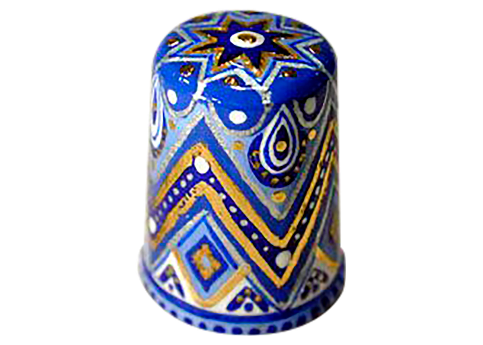 Buy Blue Harlequin Thimble, Wood 1" at GoldenCockerel.com