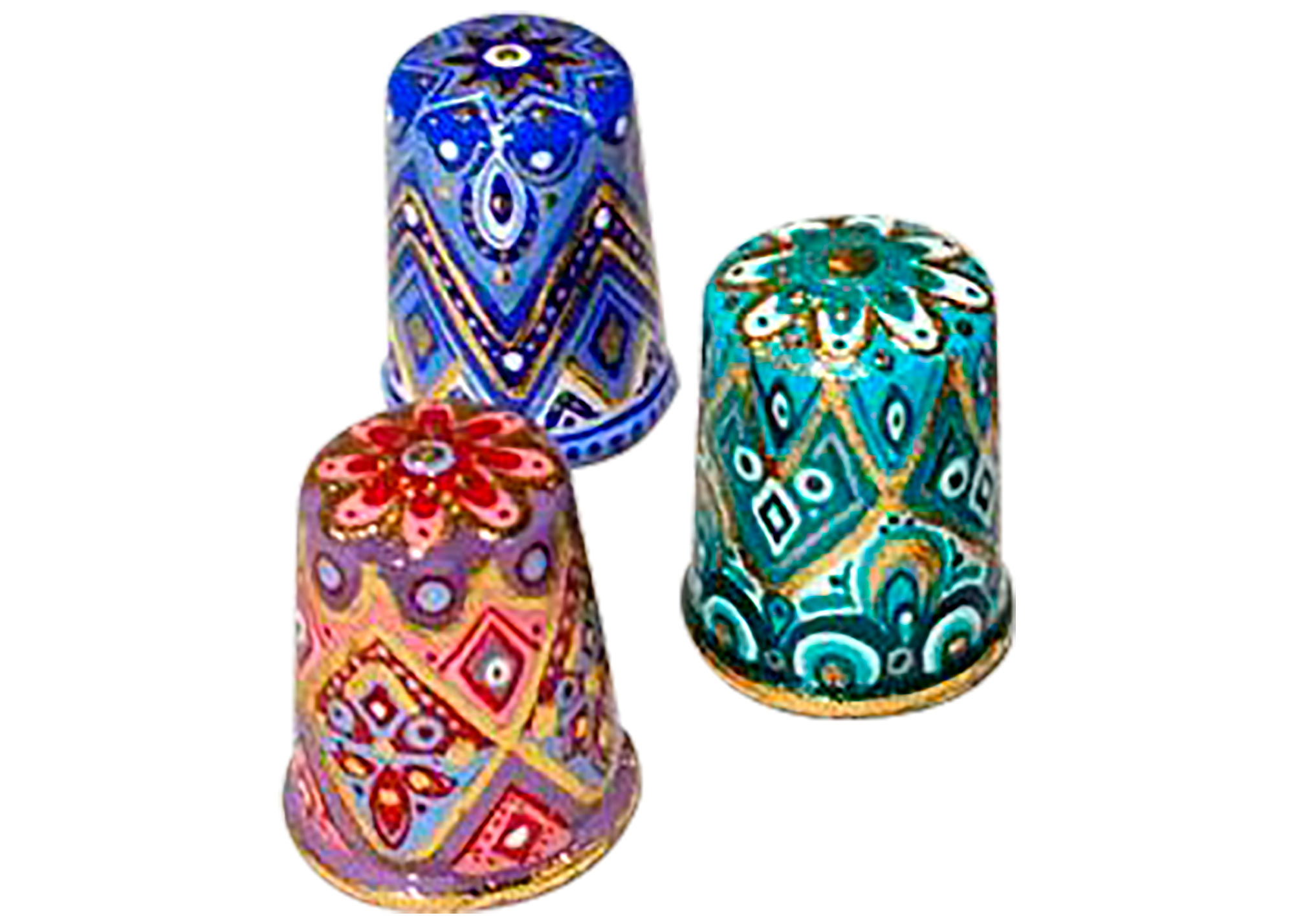 Buy Set of 3 Harlequin Thimbles, Wood 1" at GoldenCockerel.com