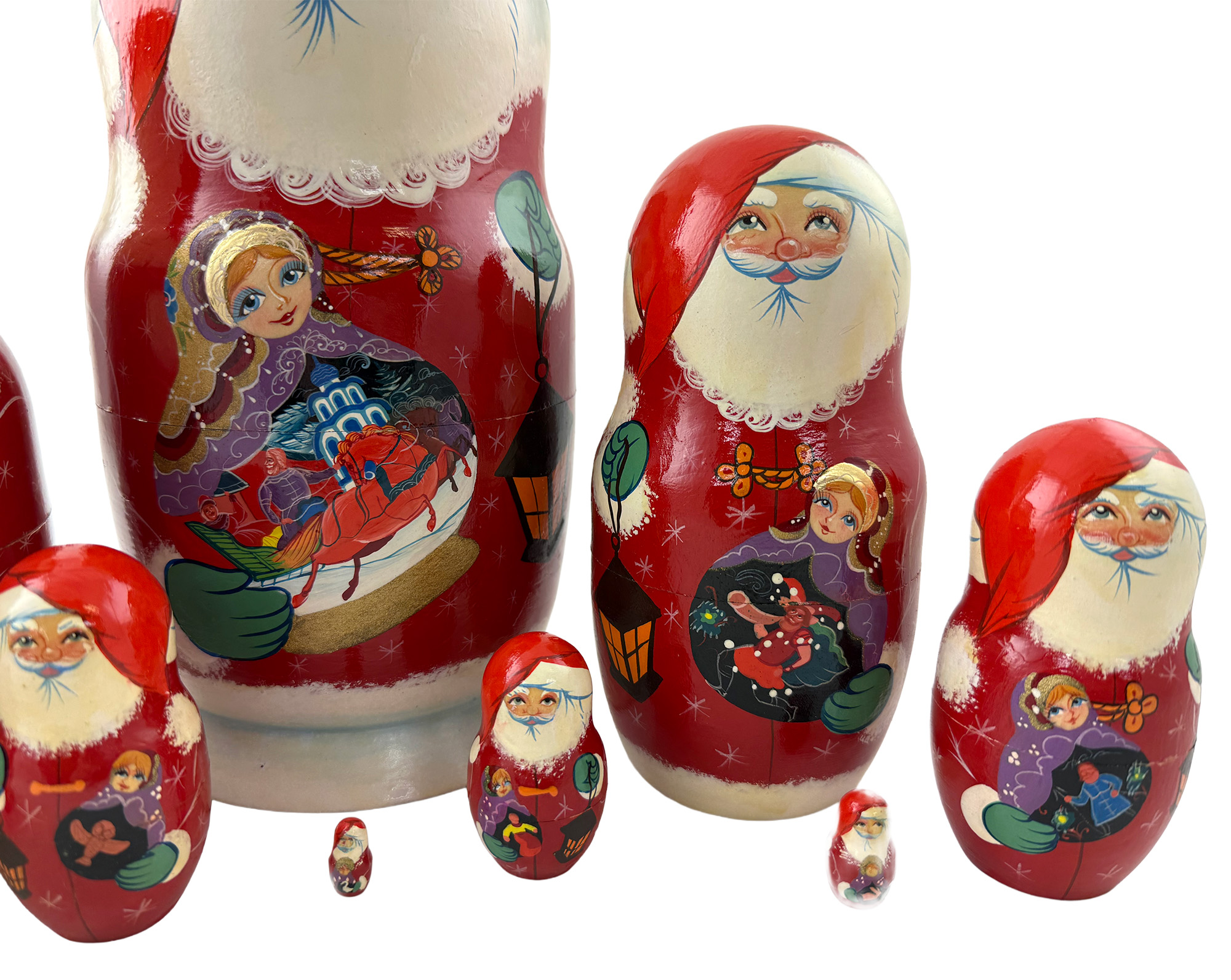 Buy Vintage Santa with Matryoshka Nesting Doll 10pc at GoldenCockerel.com