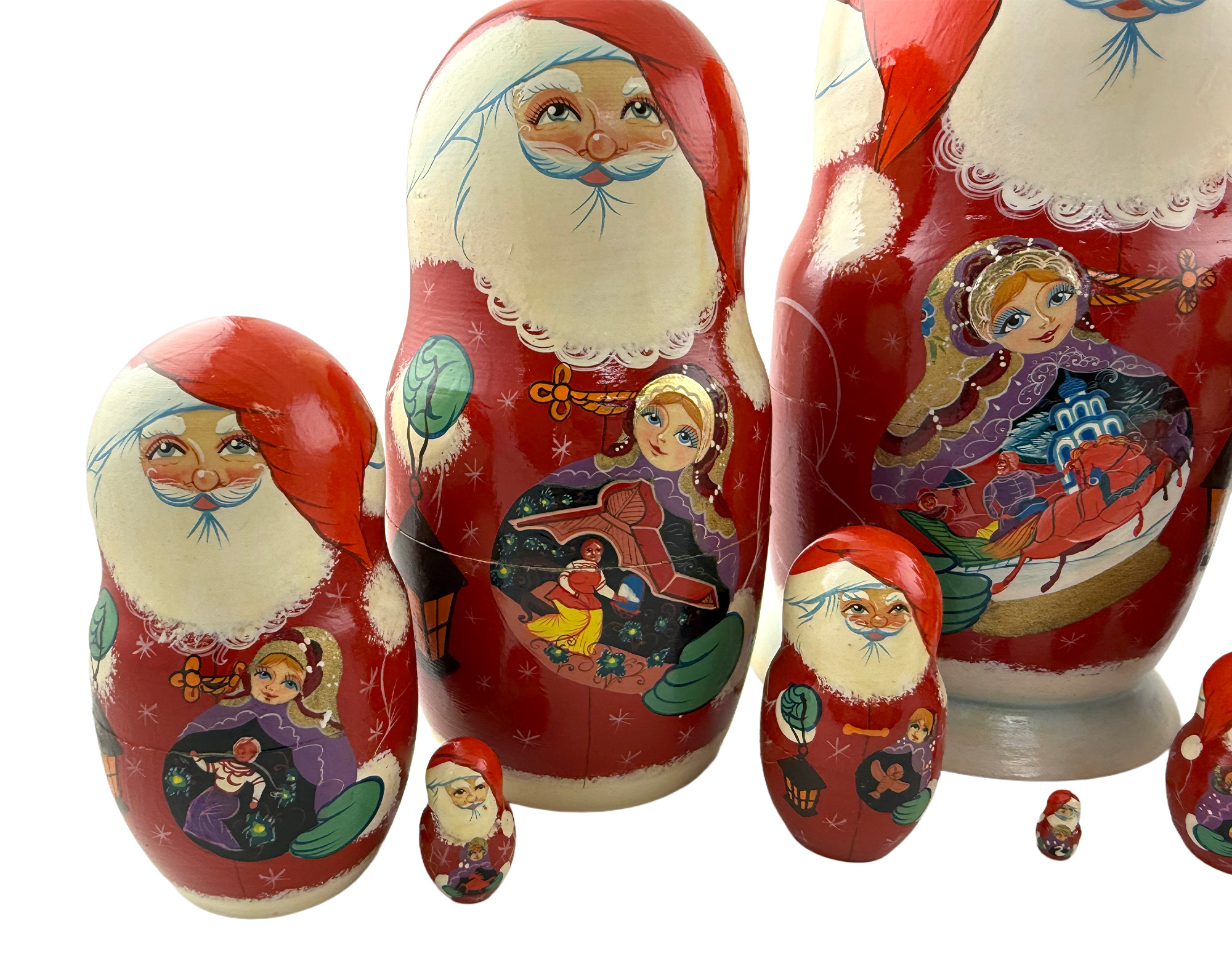 Buy Vintage Santa with Matryoshka Nesting Doll 10pc at GoldenCockerel.com