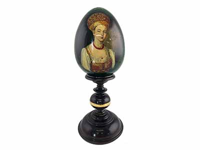 Buy Vintage Russian Portrait Egg with Stand at GoldenCockerel.com