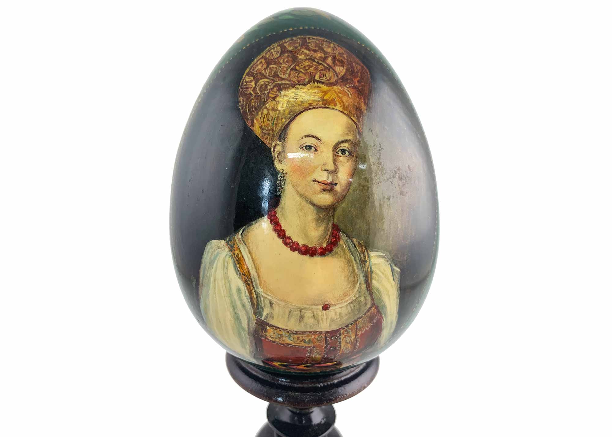 Buy Vintage Russian Portrait Egg with Stand at GoldenCockerel.com